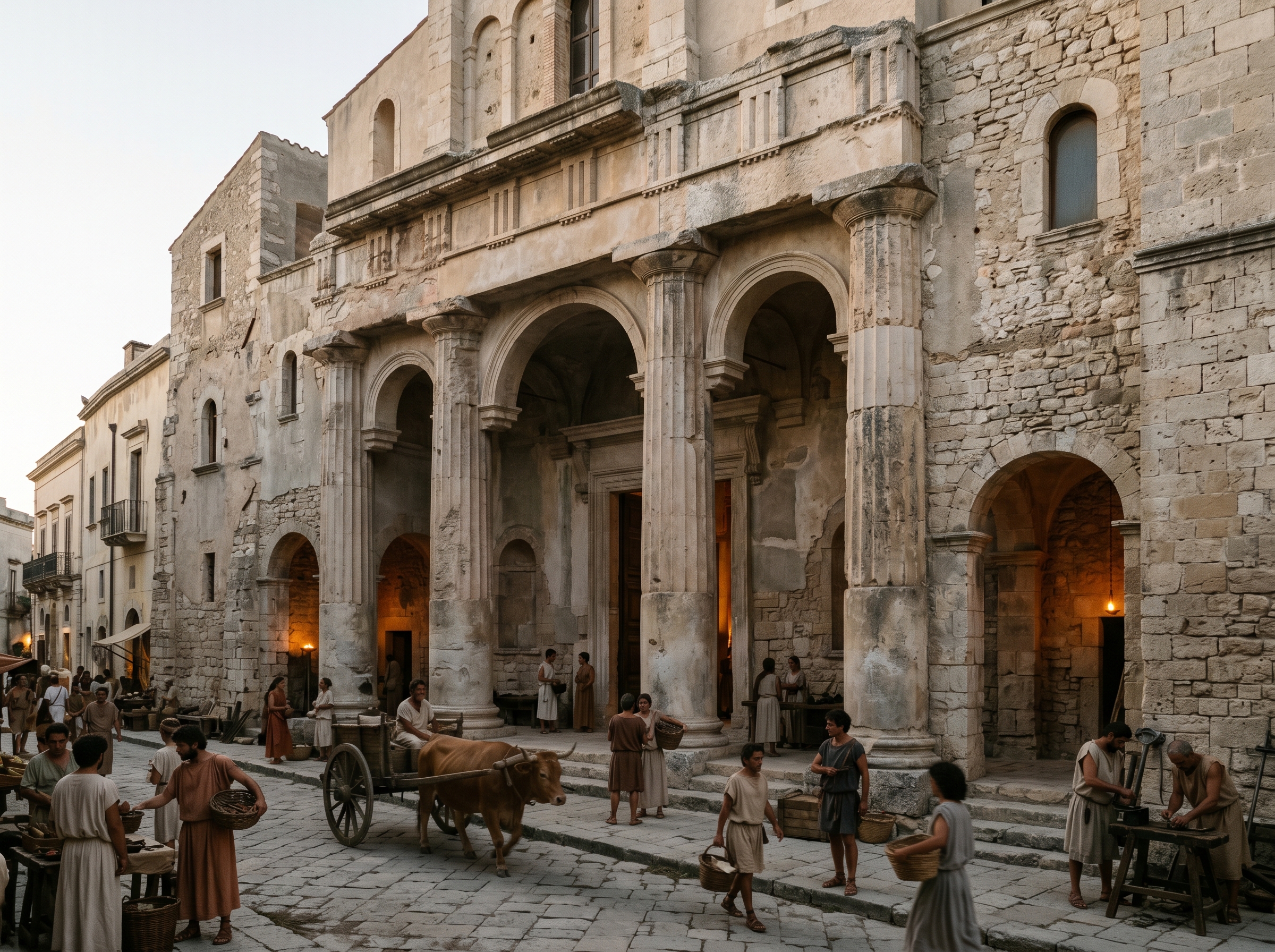A Cathedral Built Into a Temple — the Ancient Columns Piercing the Façade