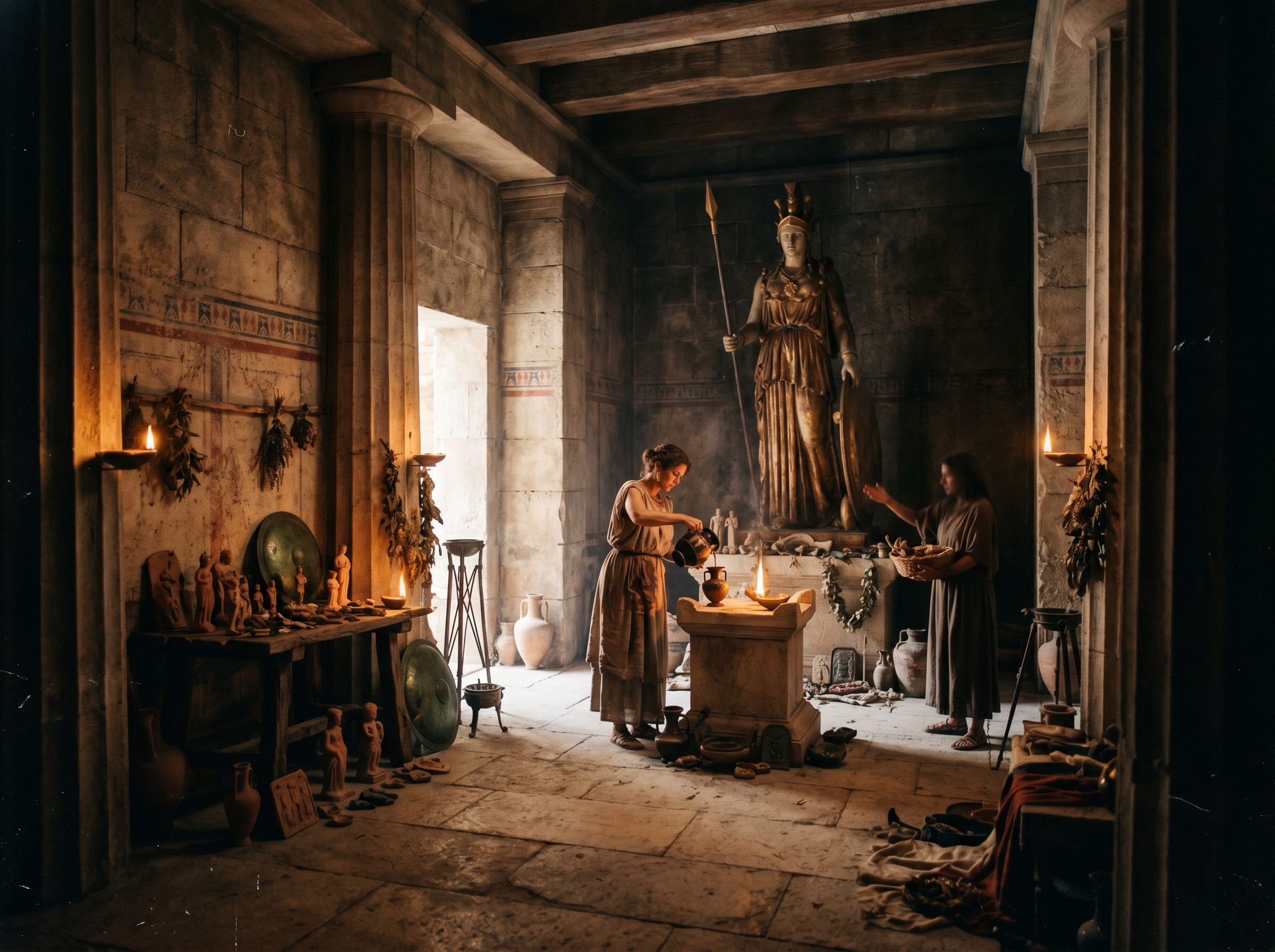 Inside the Cella — Athena's Cult Statue and Votive Landscape
