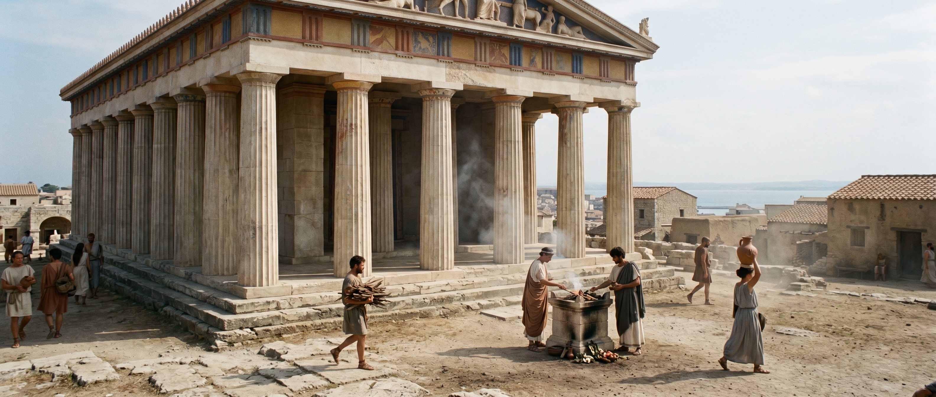 The Temple Restored — A Doric Peristyle at Dawn