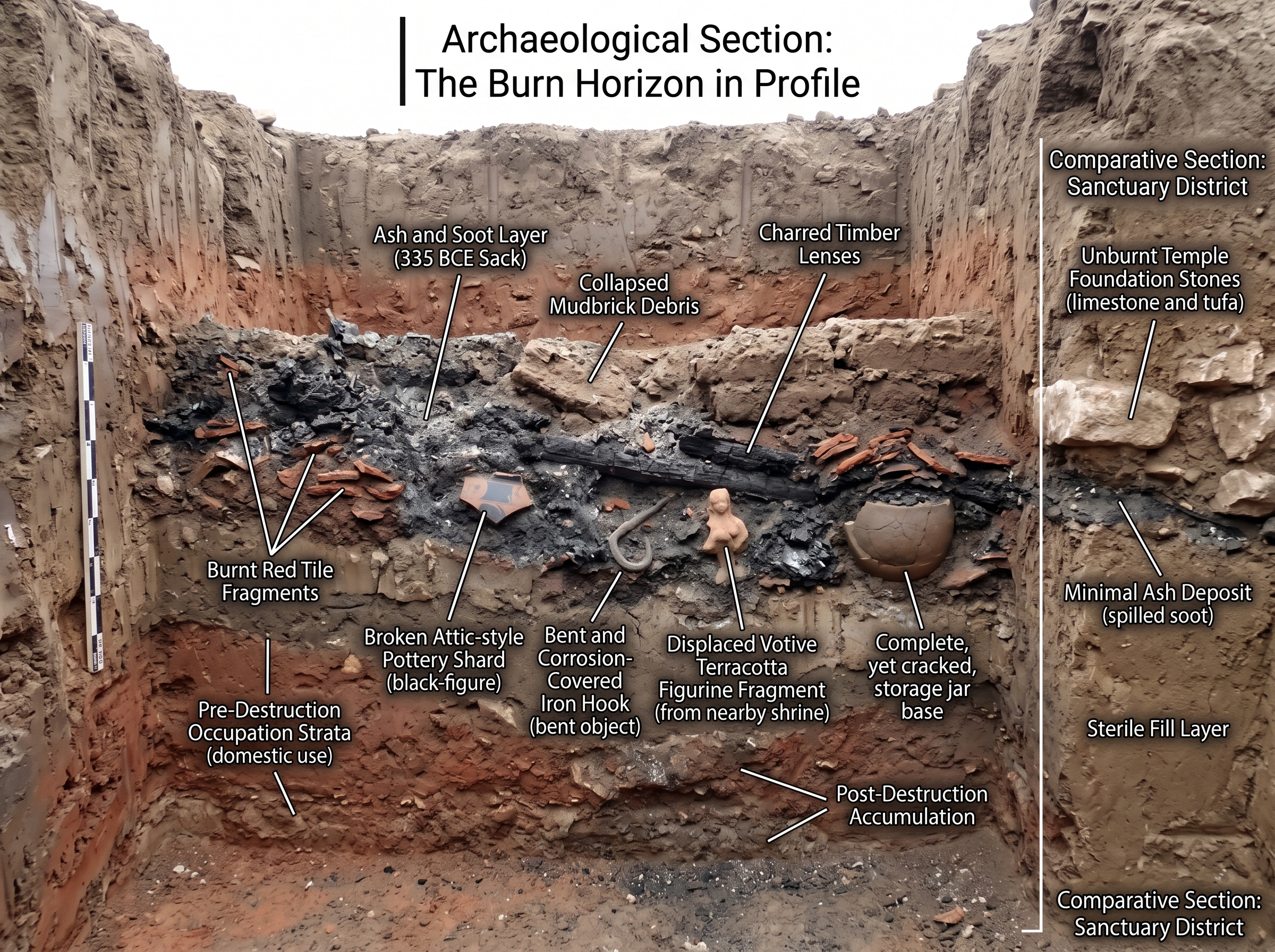 Archaeological section: the burn horizon in profile