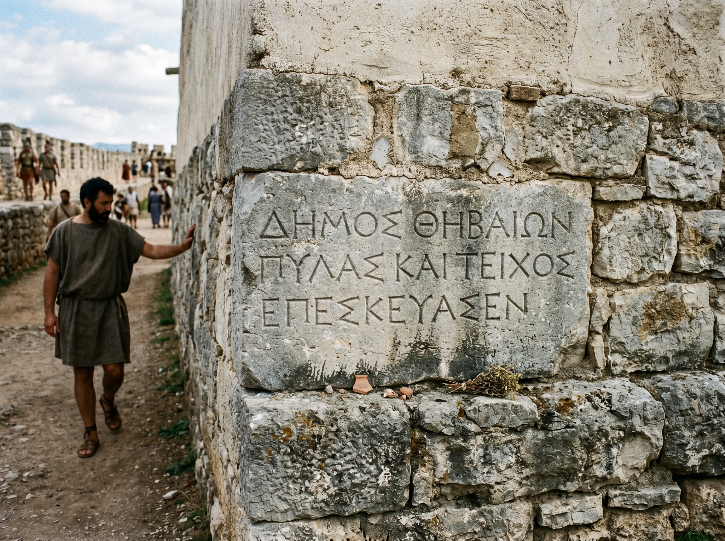 Dedicatory inscription set into the wall face