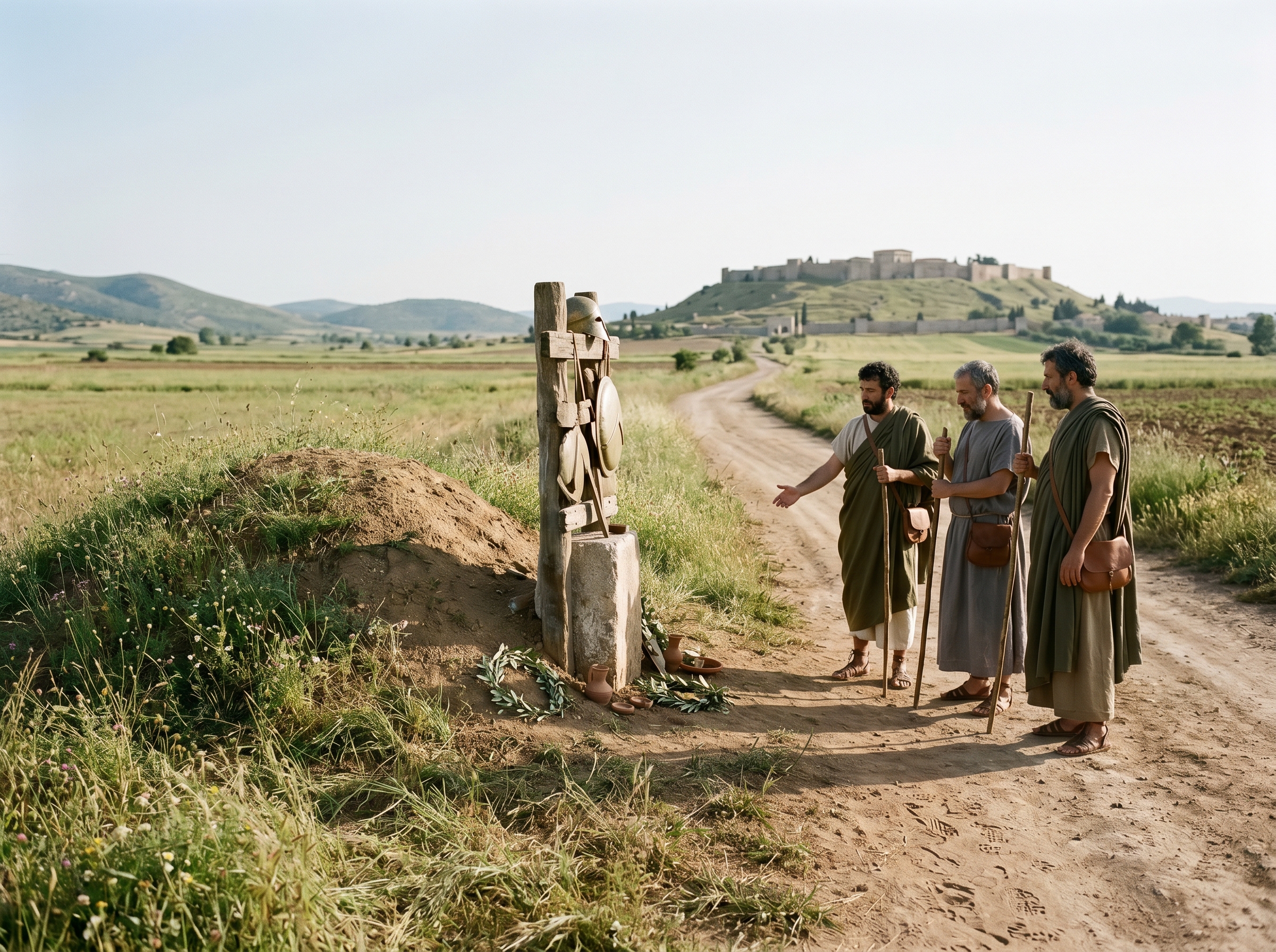 Roadside tumulus and tropaion (human-scale)