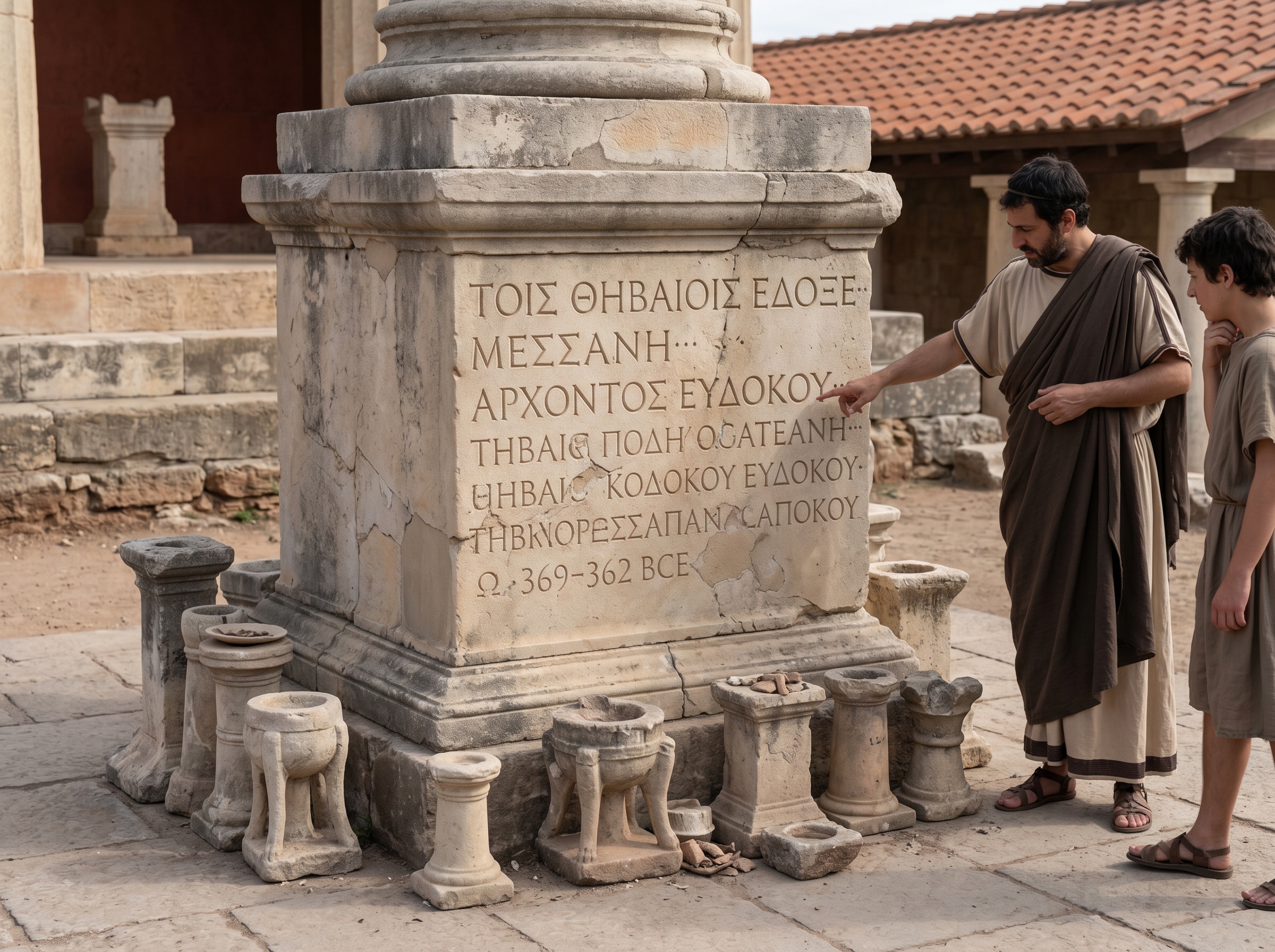 Inscribed dedication base on the Ismenion hill