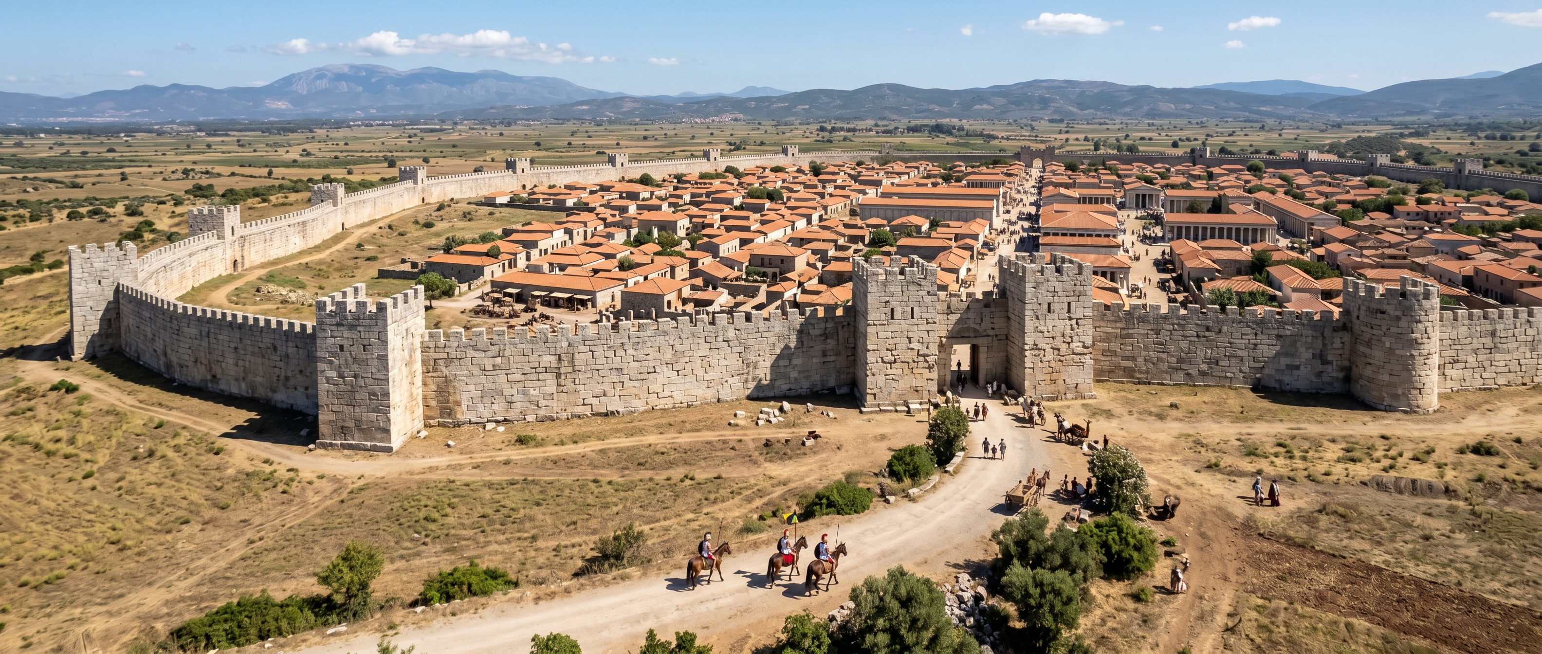 Approach panorama: the stone circuit of refounded Messene