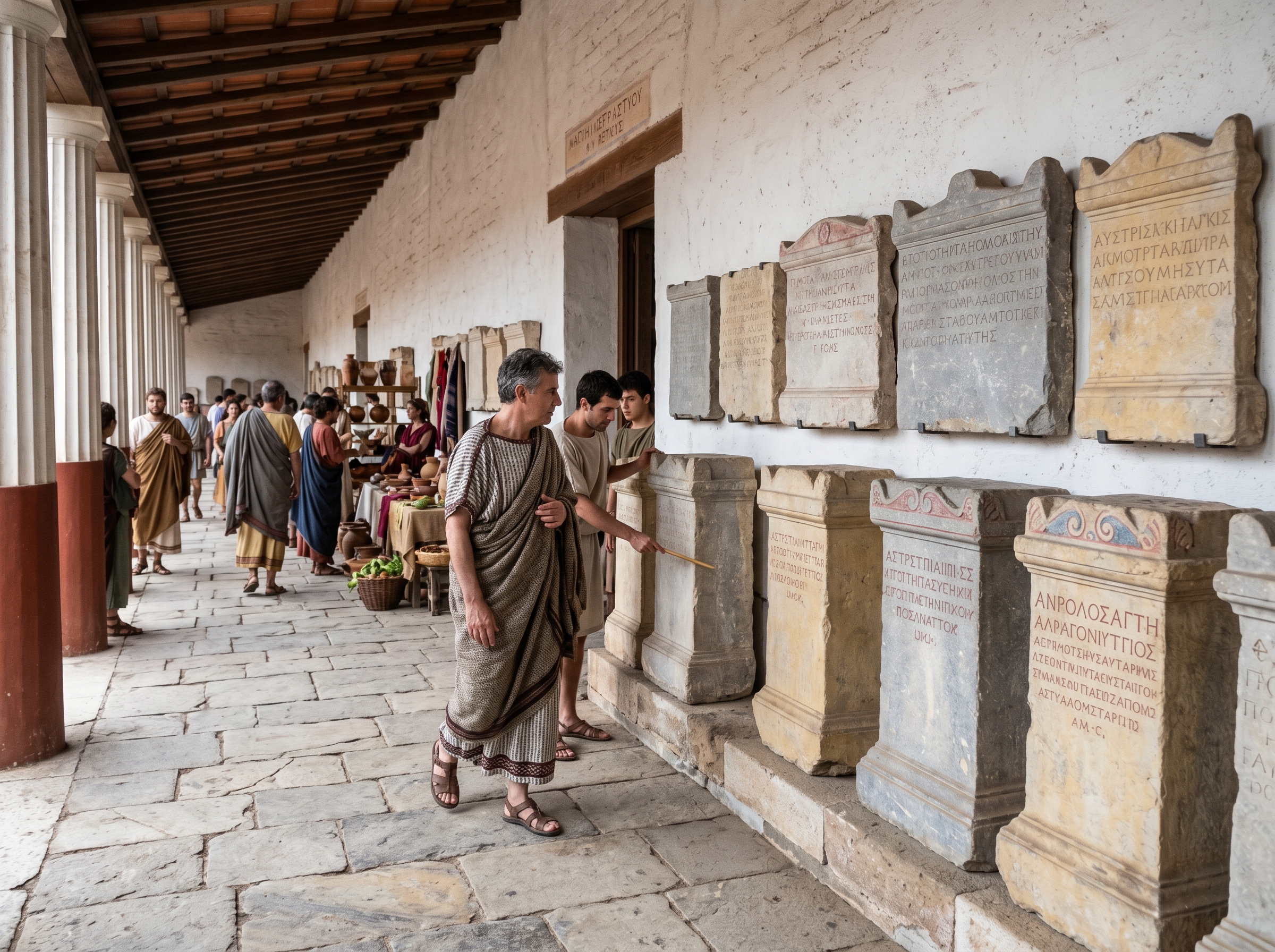 Inscriptional bases and decrees along the stoa
