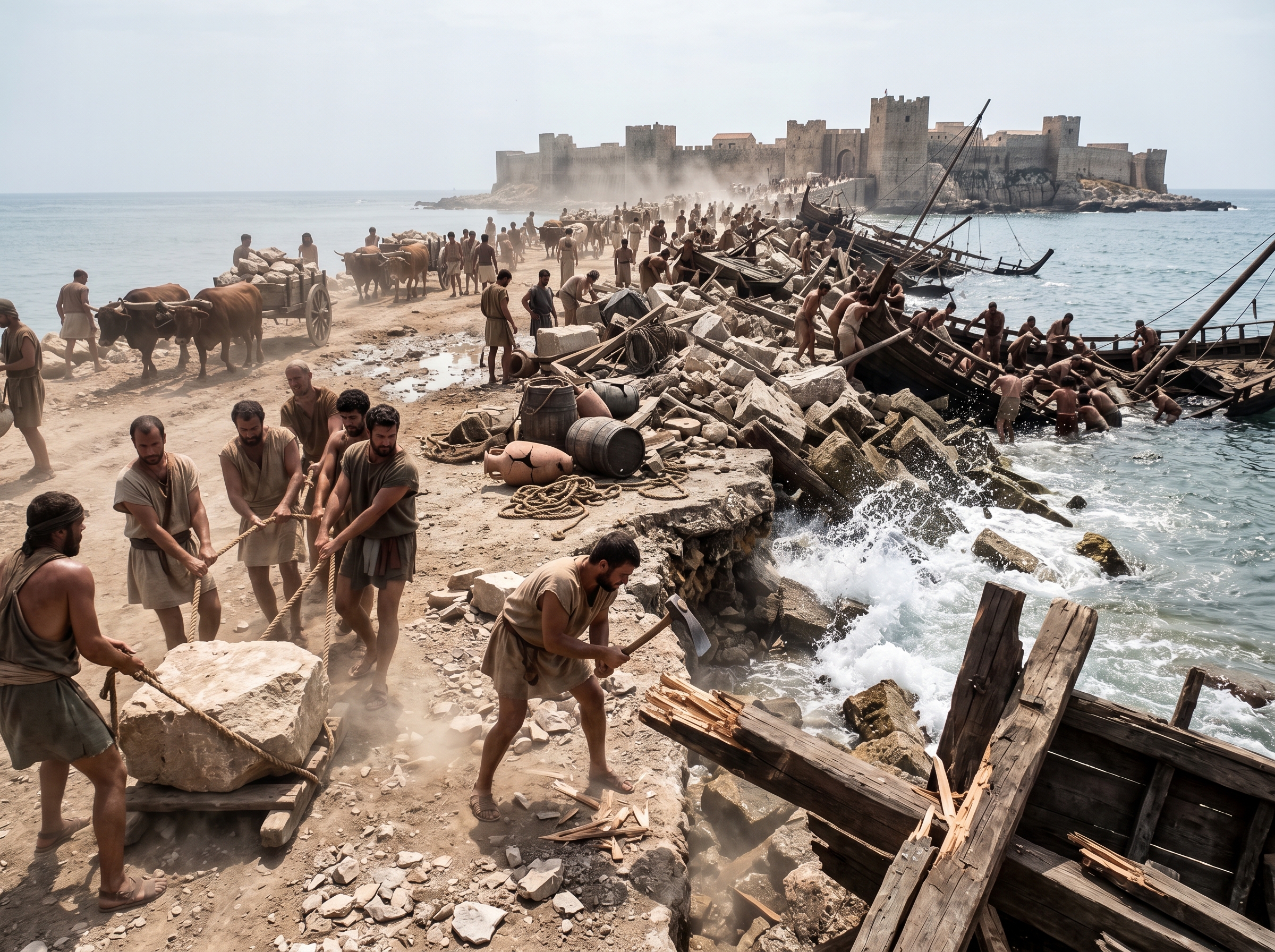 Building the mole: men, stones, and broken hulls
