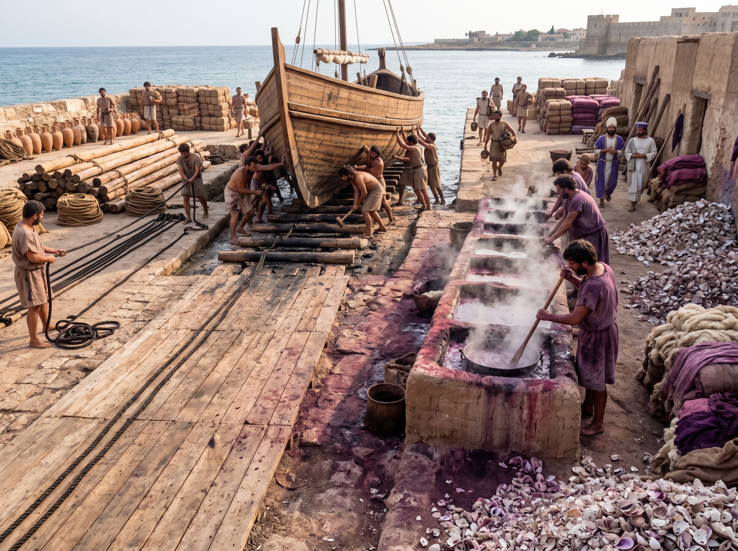 Shipwrights, slipways, and the dye-workers’ vats