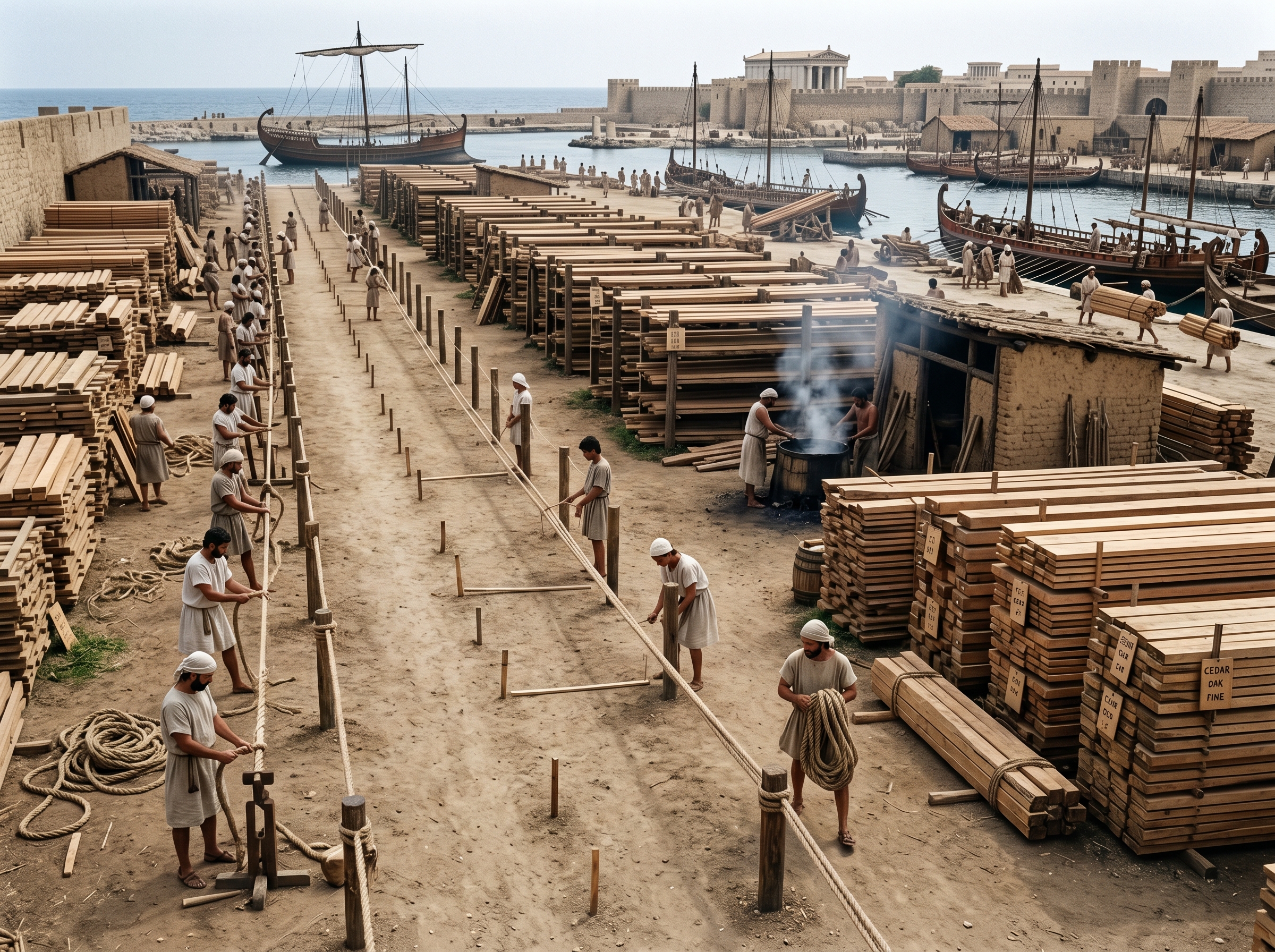 Ropewalks and timber stacks: linear infrastructure