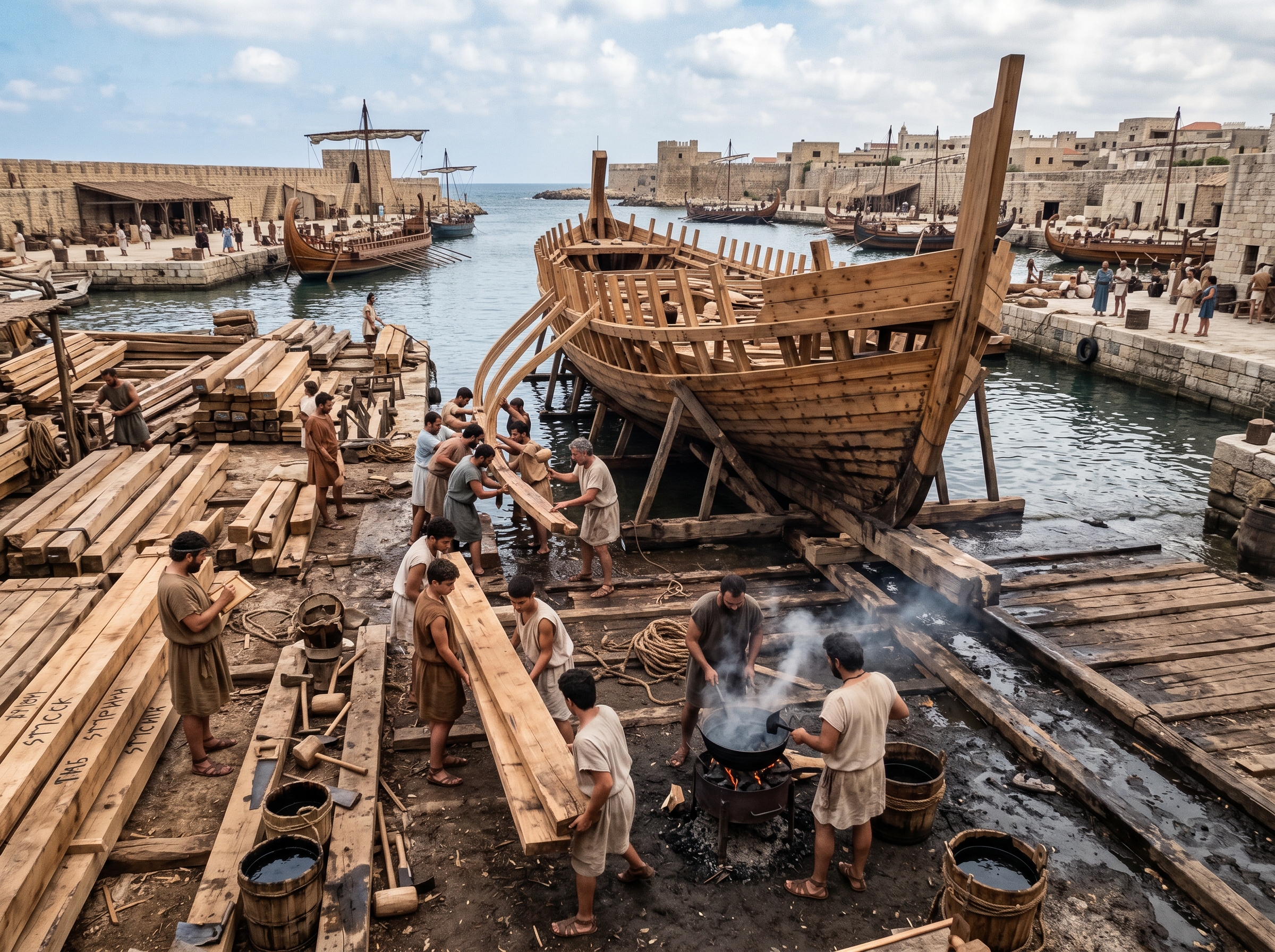 Shipwrights on the slipways