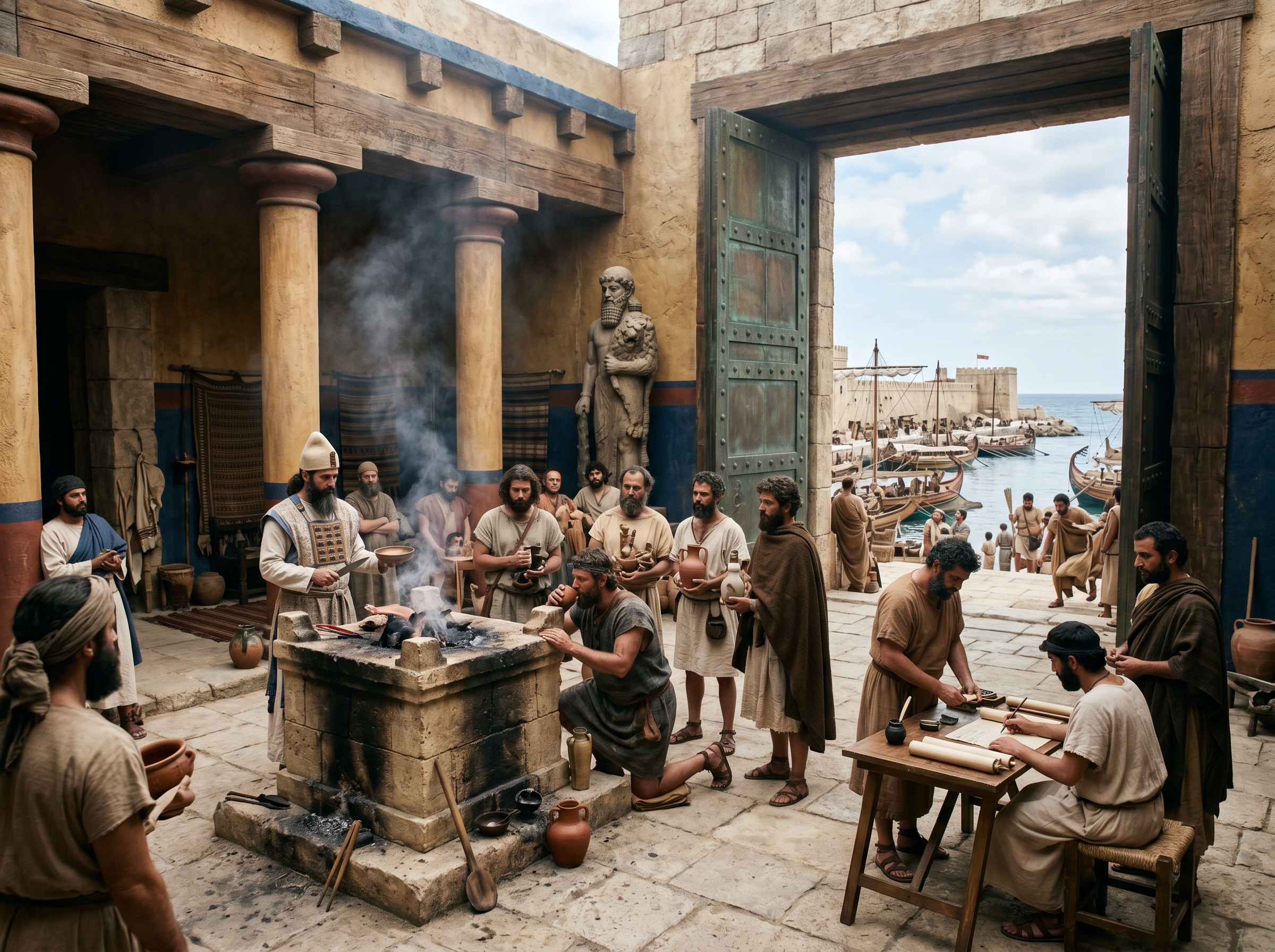 Courtyard of the temple of Melqart during embarkation rites