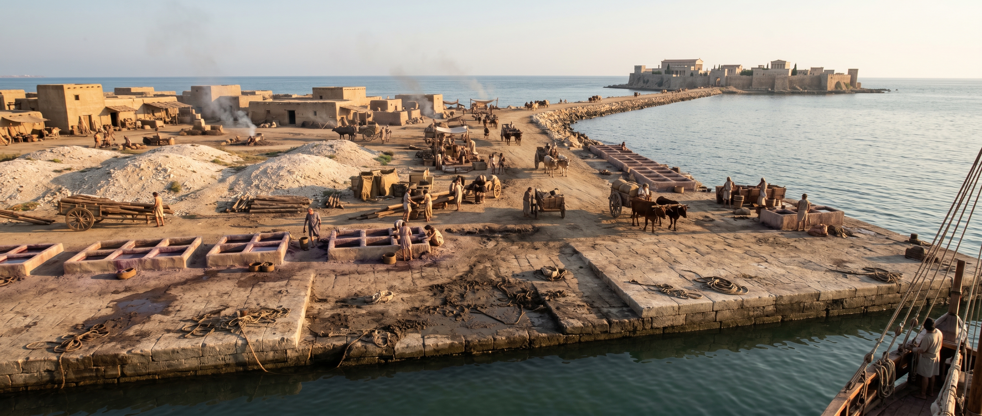 Panorama of the mainland shore and Alexander’s causeway