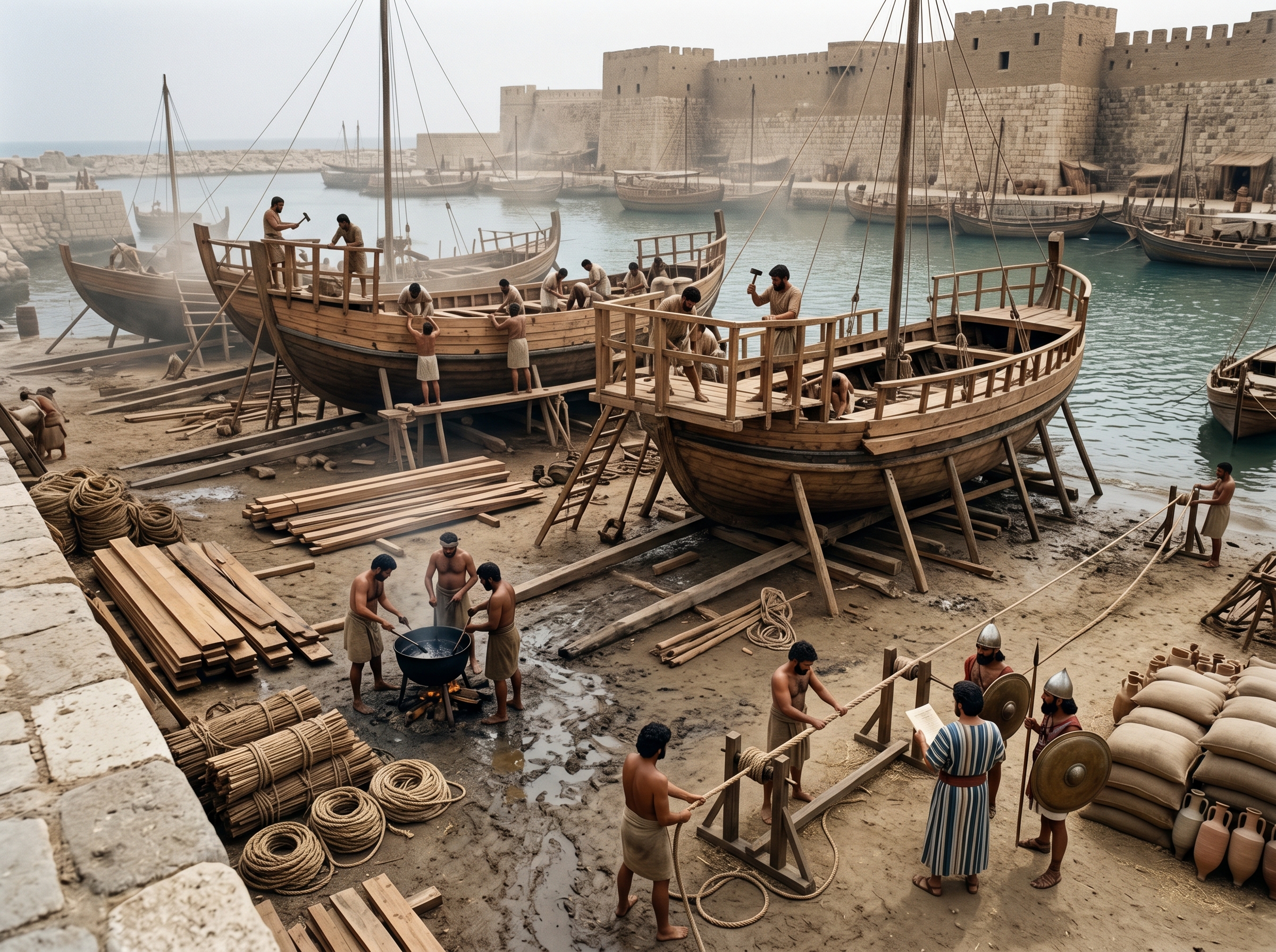 Slipways and shipyards refitting merchant hulls