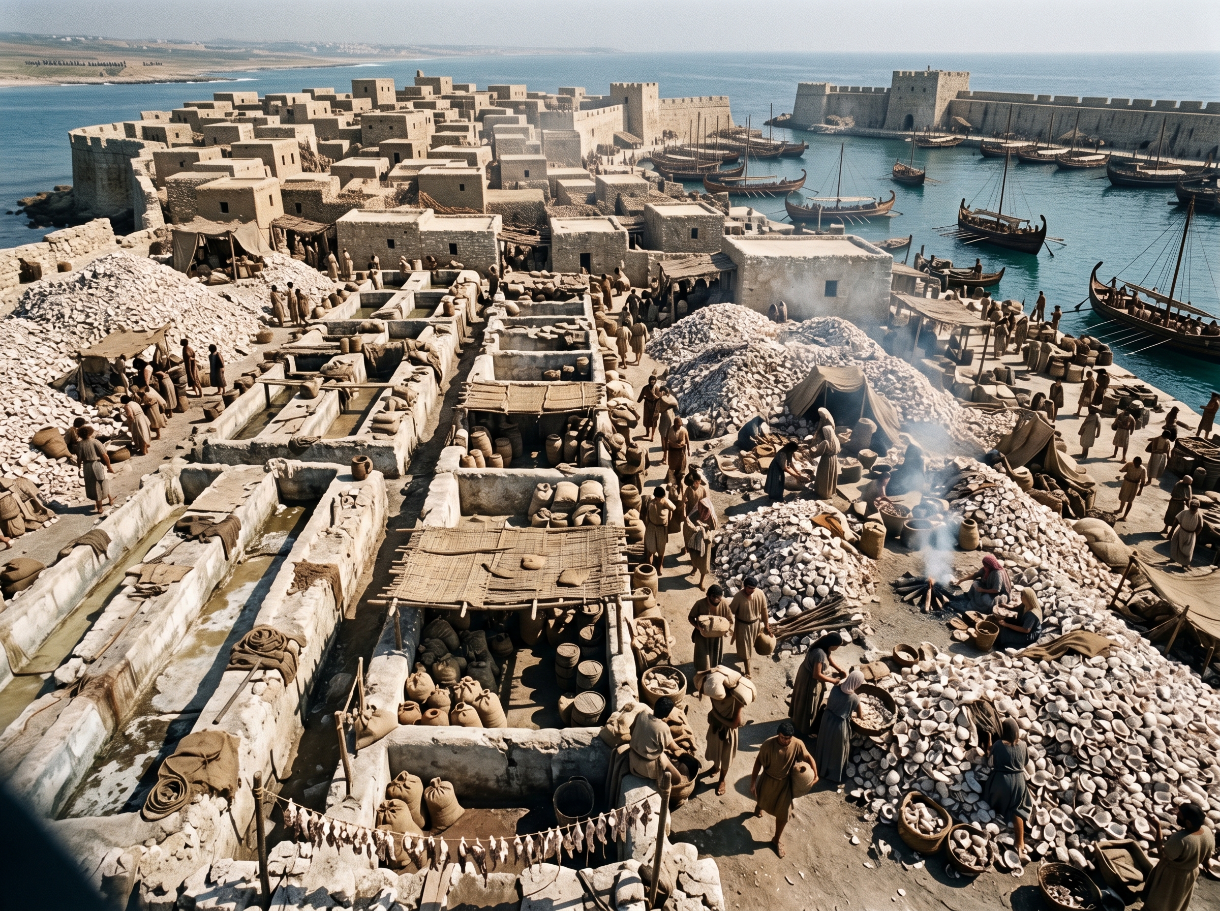 Dye vats, shell middens, and temporary supply staging