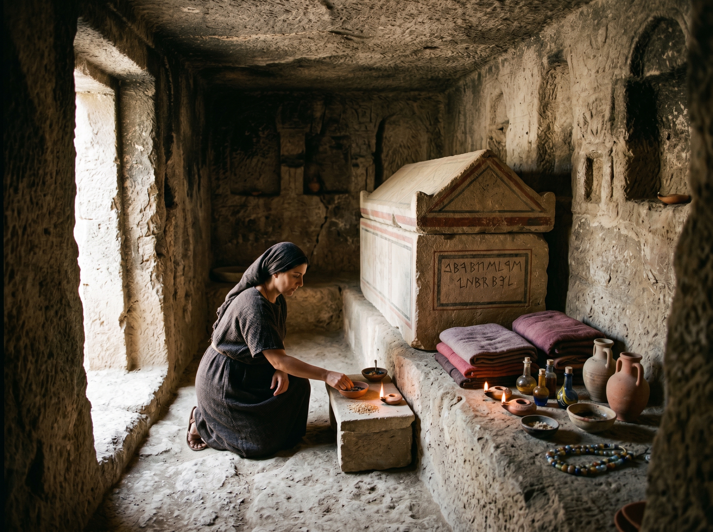 Interior chamber with funerary assemblage