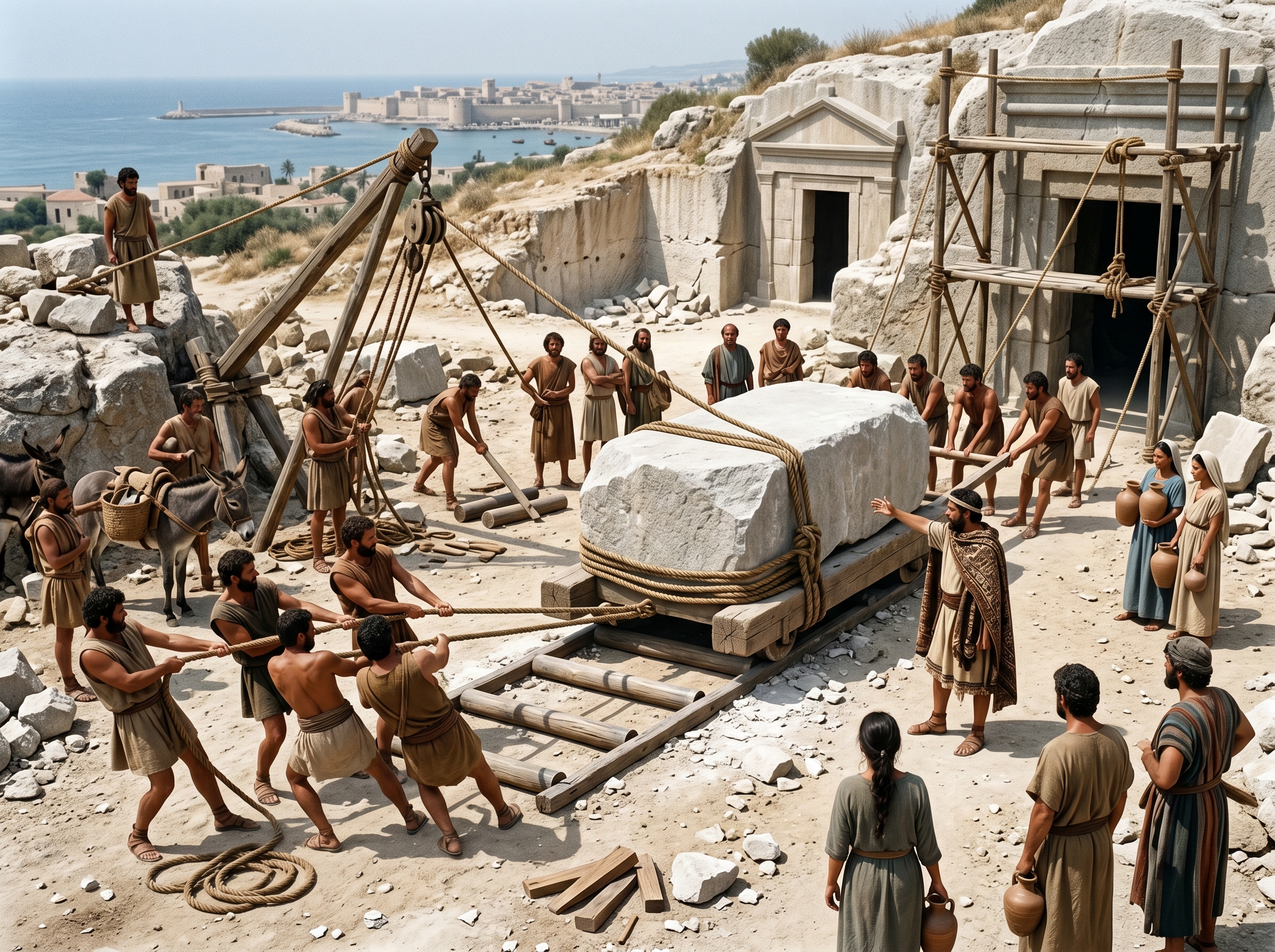 Quarrying and moving a monumental sarcophagus