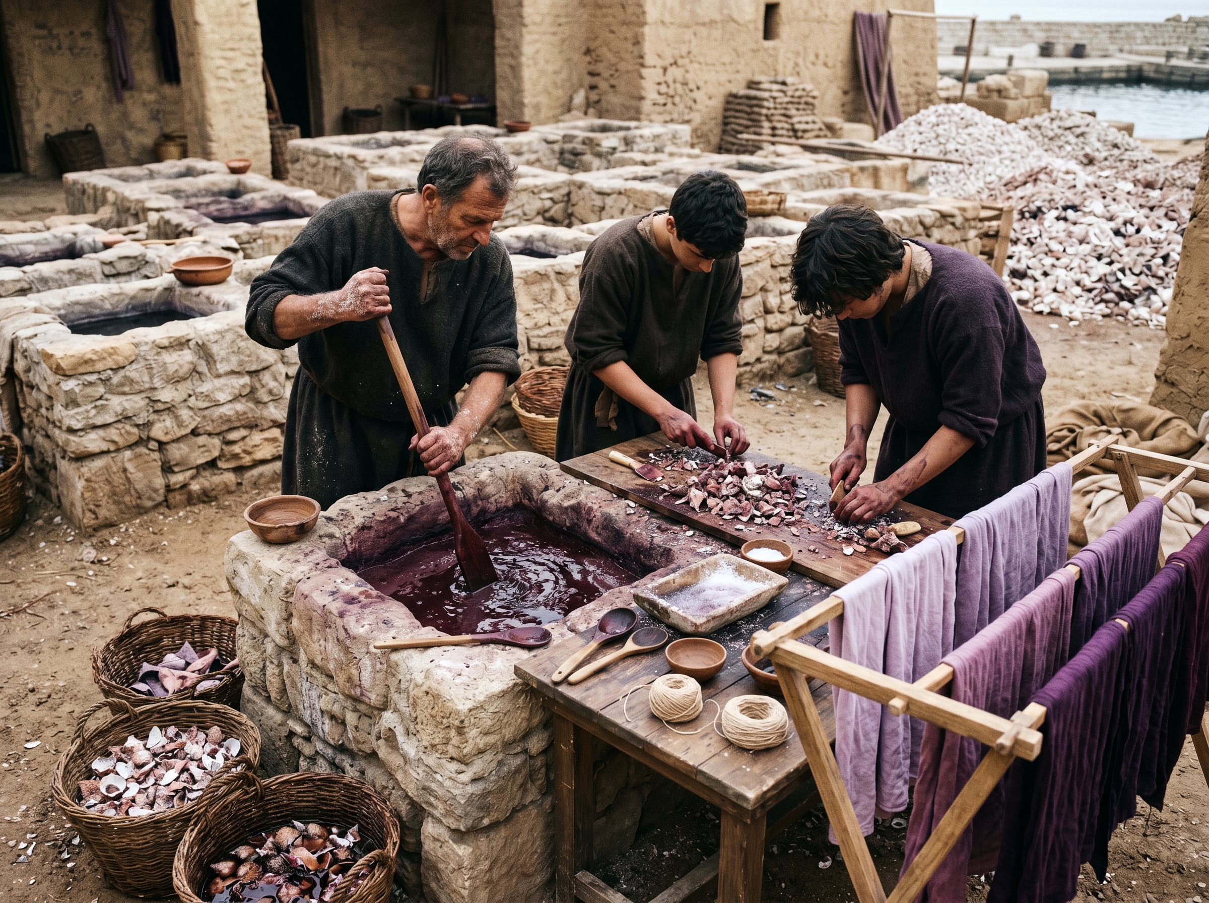Hands in the vat: the murex-boiling and scraping process