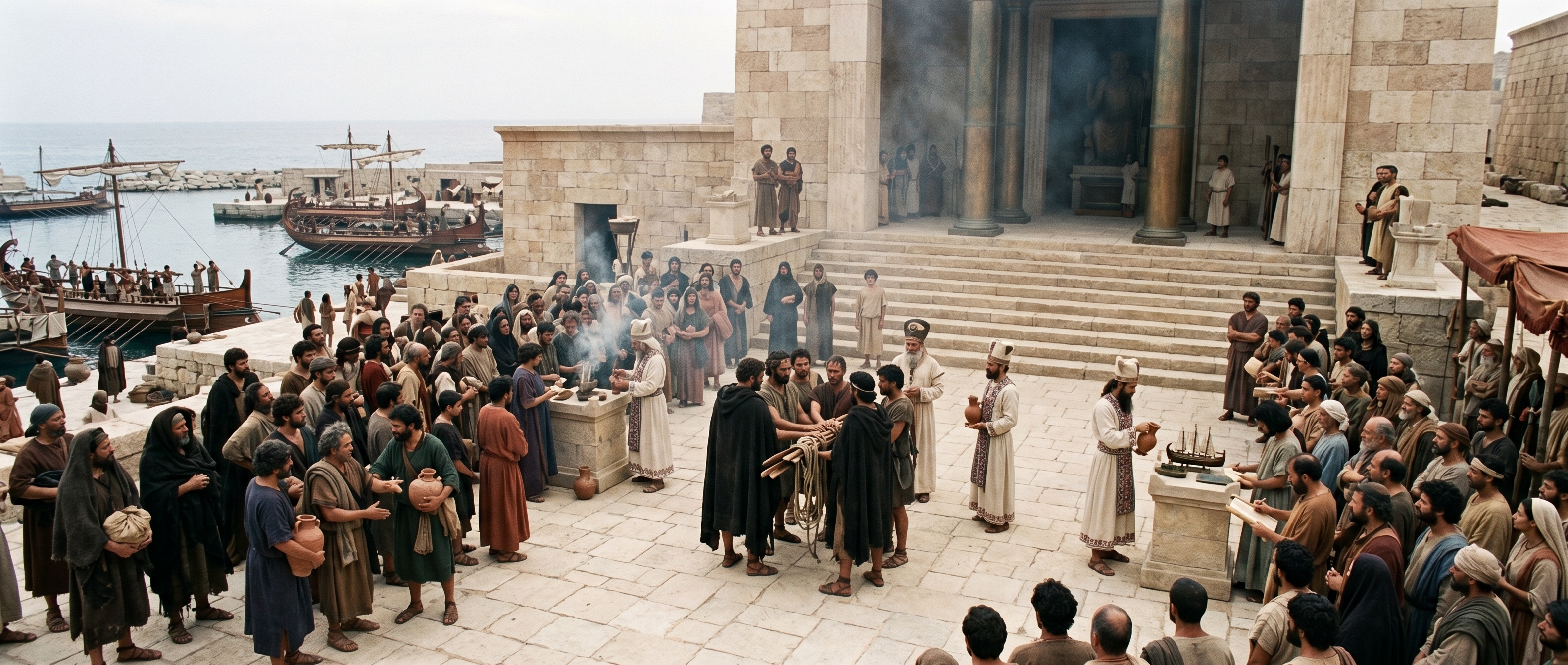 Departure rites on the temple forecourt